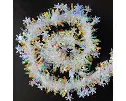 33ft (10M) Chunky Christmas Tinsel Garland Decoratie, lange metalen klatergoud slingers voor kerstboom vakantie feestdecoratie (Shiny Wit)