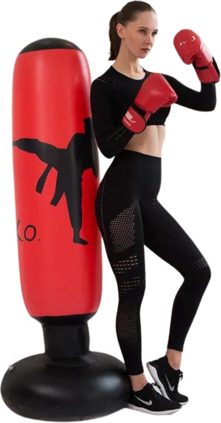 Nivard Sac de Frappe - Poteau de Frappe - Système de Suspension pour Sac de Frappe - Adultes - Sac de Kickboxing - Sac de Frappe - Sac de Frappe - Sac de Boxe - Sport - Opblaasbaar - Rouge