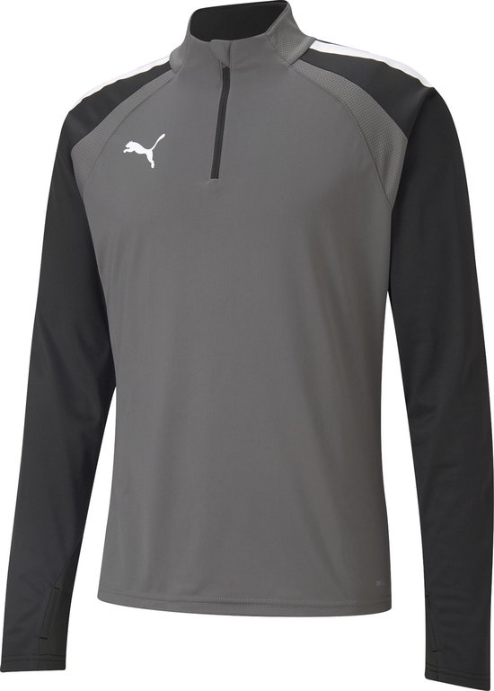 Foto: Puma teamliga 1 4 zip top heren sportshirt smoked pearl puma white