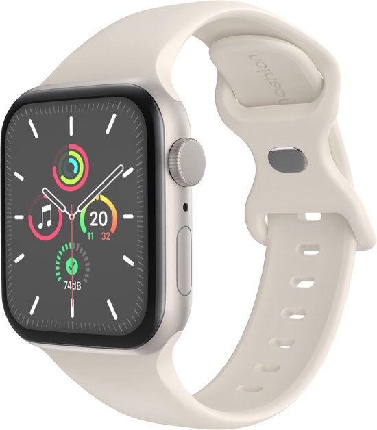 imoshion Siliconen⁺ bracelet adapté pour Apple Watch Series 1 / 2 / 3 / 4 / 5 / 6 / 7 / 8 / 9 / SE - 38 / 40 / 41 mm - Starlight - Taille S/ M