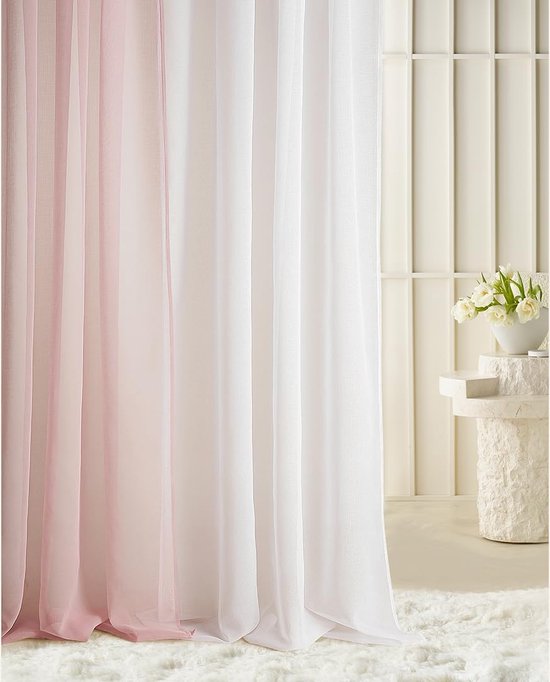 Goodivery ® Rideau Moderne Transparent avec Bagues pour Salon et Chambre, 140 x 230 cm, Wit, Facile d' Maintenance