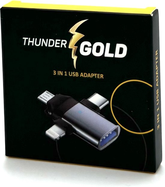 Convertisseur USB 3 en 1 OTG - USB-C - 8 Broches - Micro-USB - Port Clé USB - Convertisseur USB vers USB C - Adaptateur USB-C vers USB