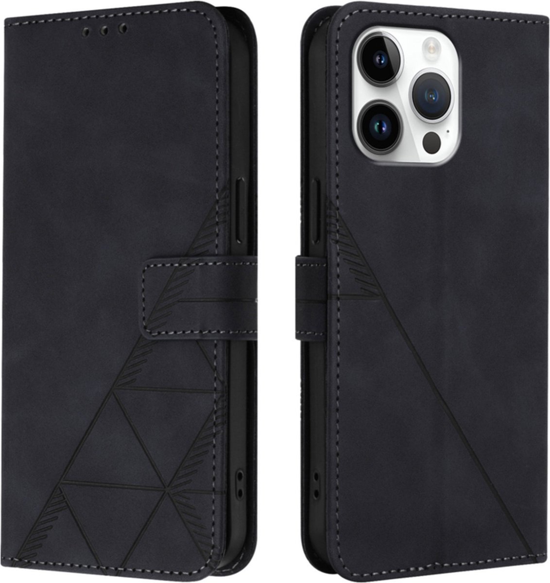 Hoes - Etui - Tas geschikt voor iPhone 16 Pro Max - Met Schouder - Draagkoord - Zwart
