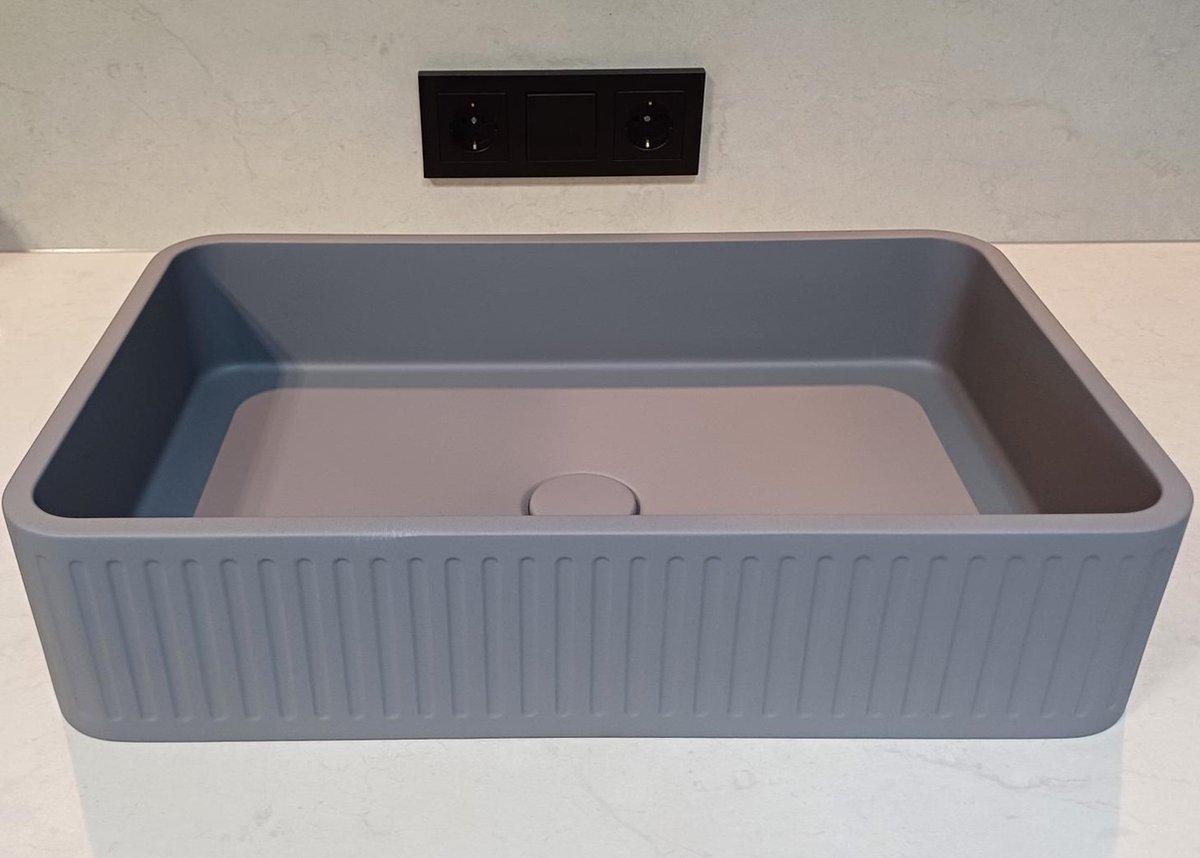 Sanimex Crystal 40 betonnen opzetwaskom - Waskom - Wastafel - Beton - Grijs - Incl. afvoerplug