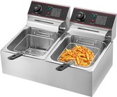 Bol.com Dubbele Frituurpan - 2x 6L - 2x 2500W - PTFE - 220V - Afzonderlijke schakeling aanbieding
