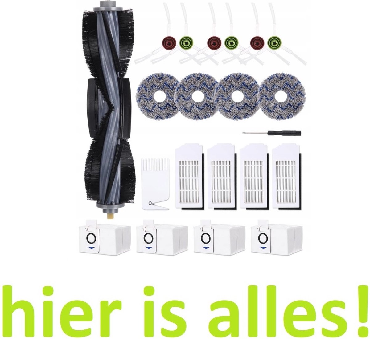 GROOT KIT met onderdelen compatibel met Ecovacs Deebot X1 Omni Pro - mop dweilen filters borstels zakken - Hoogwaardige vervanging voor: X1 - X1 OMNI - X1 TURBO - X1e OMNI - 21 onderdelen - hier is alles!