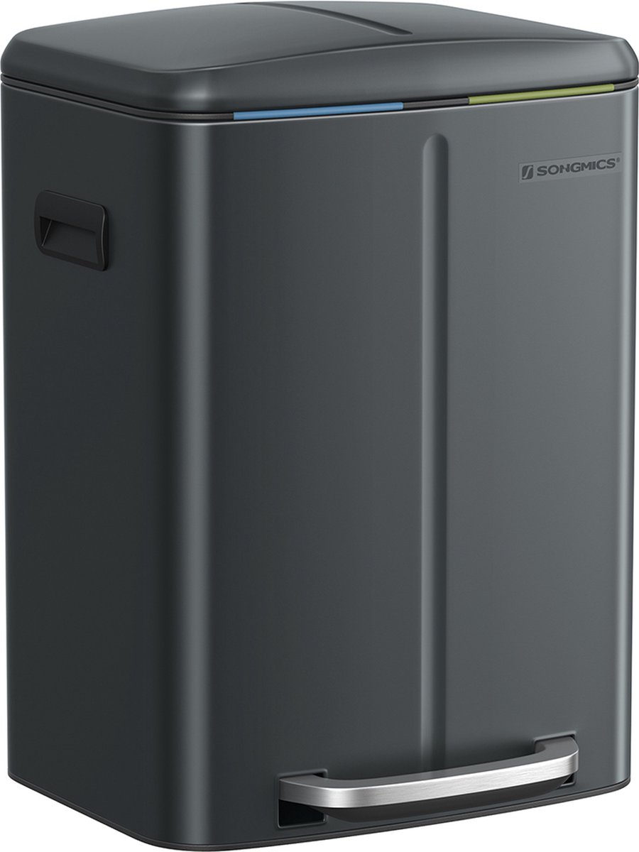 Keukenprullenbak 2 x 20 L – Met softclose deksel – groengrijs