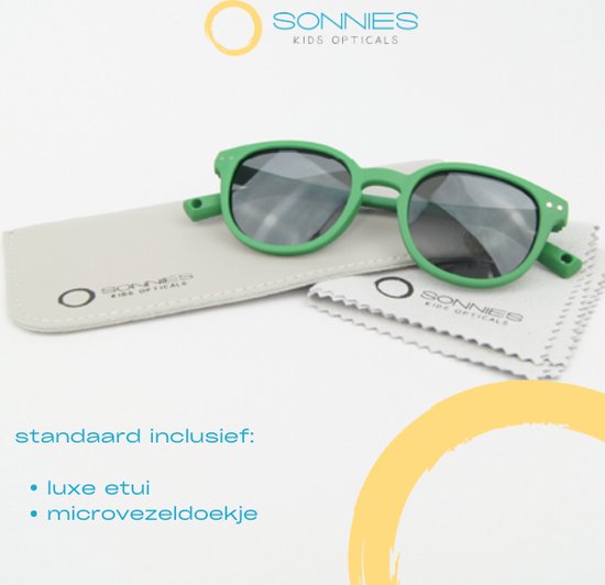 Sonnies - Kinderzonnebril Palermo Verde - Leeftijd 7-12 jaar - gepolariseerde glazen voorzien van UV400 bescherming - lichtgewicht frame - buigzaam en flexibel - jongens en meisjes - kinder zonnebril - kleur groen van Sonnies — afbeelding 2