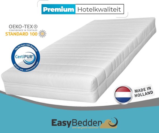 Easy Bedden® Matras Hr koudschuim - Hotel kwaliteit - 130x180 cm Koudschuim - 14 cm dik - Afneembare tijk wasbaar - Anti Bacterieel - CertiPUR® en Oekotex gecertificeerd