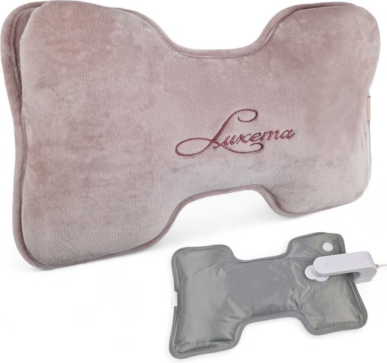 Luxema XL Elektrische Warmtekruik - Met Wasbare Hoes - Draadloos & Extra Groot (41x25 cm) | Handwarmer & Lichaamswarmtekussen - Roze