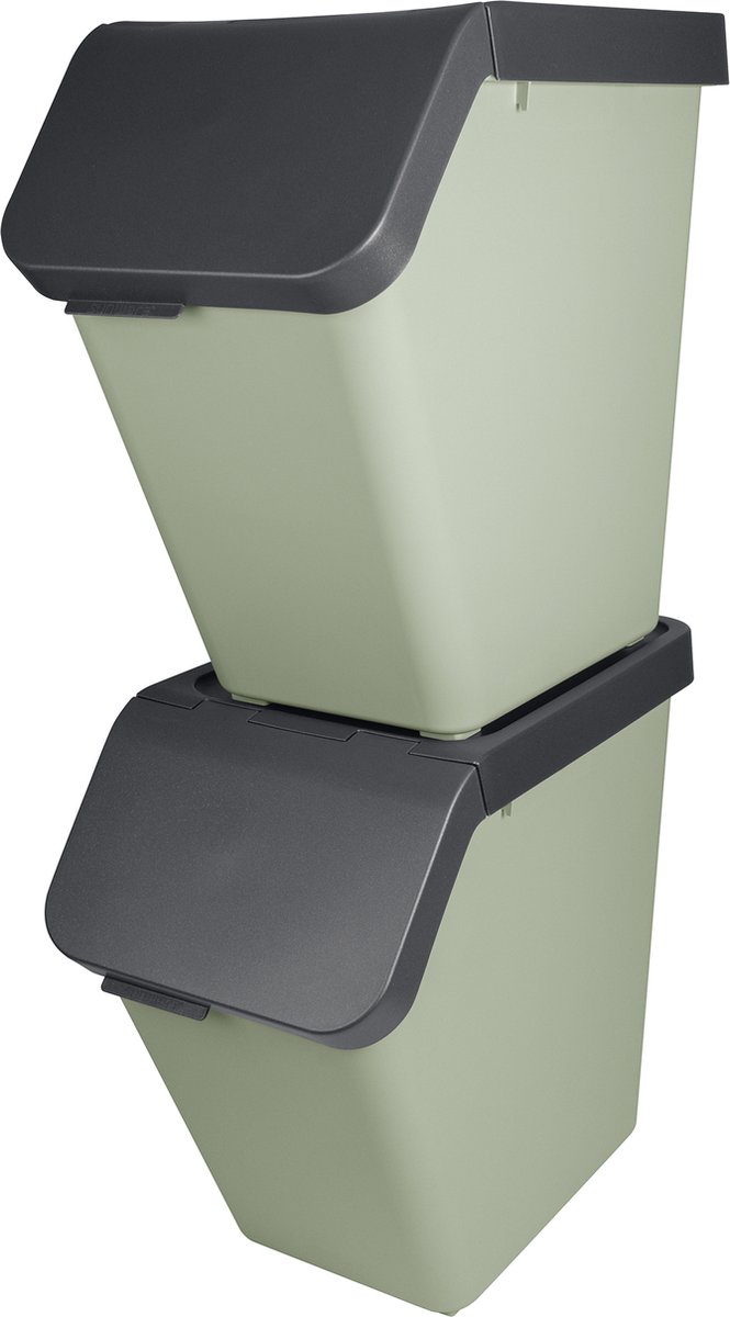 Goedkoopste Sunware - Sunware Sigma home Prullenbak Stapelbaar - 40L - Set van 2 - groen- GRATIS stickervel