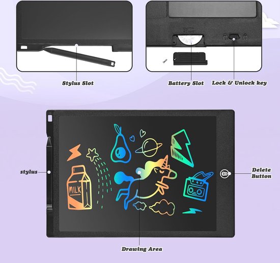 Toverbord, lcd schrijfbord voor kinderen, 25,4 cm, tekenbord, toverbord, vanaf 2, 3, 4, 5, 6 jaar, voor jongens en meisjes, kleurrijk beeldscherm, schrijftablet, herhaal schrijven en tekenen, blauw