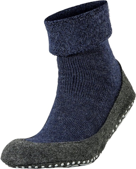 FALKE Cosyshoe Noppen op de zool wol huissokken heren blauw - maat 37-38