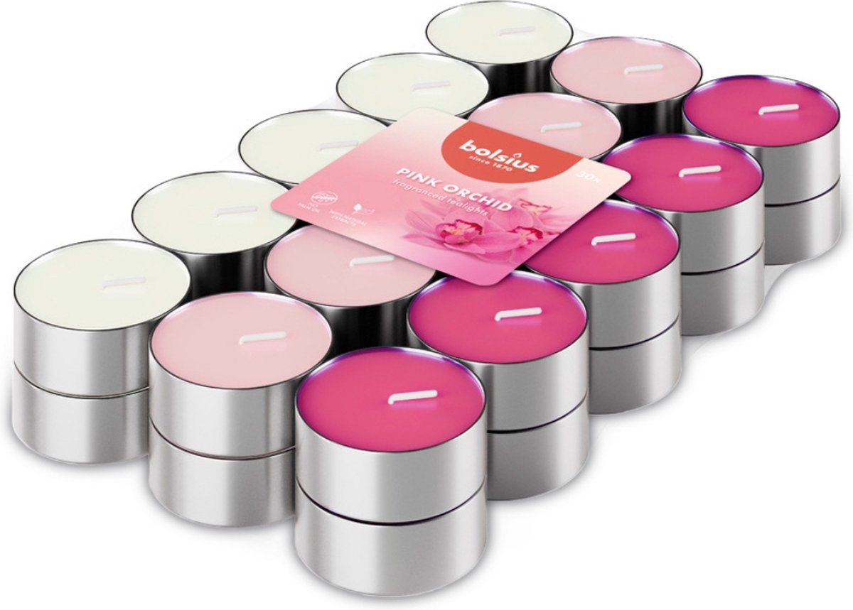 Bolsius Geurtheelicht - 30 stuks per verpakking - Orchid Scented Roze