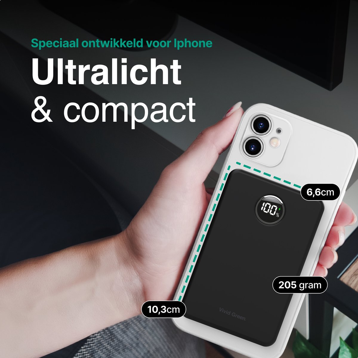 Draadloze Powerbank 10.000 mAh MagSafe 22.5W Zwart - afbeelding 3