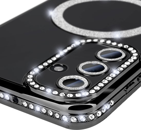 Coque Avizar Diamond pour Samsung Galaxy A15 MagSafe avec strass, Zwart