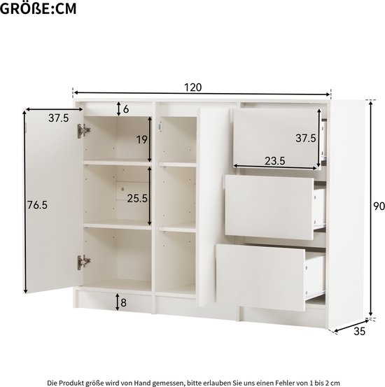 AKORD Commode K45 110 cm | met 2 deuren en 4 laden | kast | voor de woonkamer | voor de slaapkamer | B110 x H80 x D35 cm | Gewicht 48,00 kg | Wengé