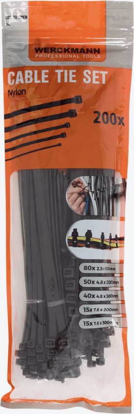 Kabelbinder | l = 240 mm, b = 3,8 mm, 100 stuks