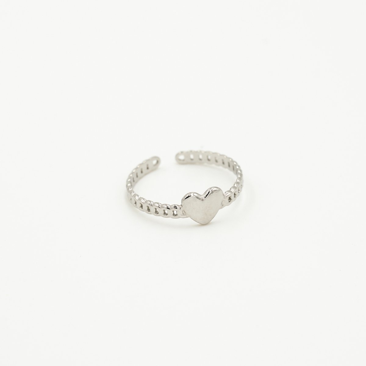 schakel ring met hart zilver JE12846