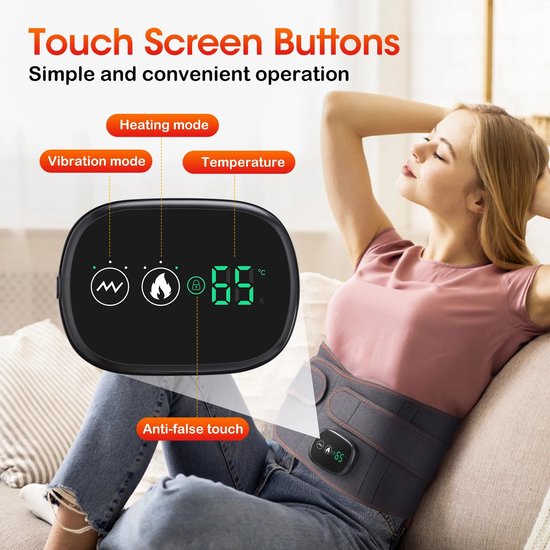 Rugcorrector 3 maten Tailleband met vibrerende warmte Verwarmde heupgordel Tailleondersteuning Gezondheid en ontspanning (maat: L