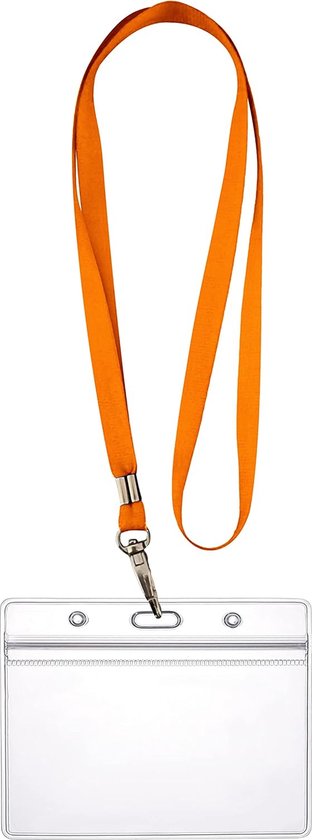 ID-kaarthoes ZIP kaarthouder flexibel horizontaal waterdicht ID-kaarten naambordjes ID-kaart beschermhoes 0,80 mm transparant 360 ° koord koord ( rood