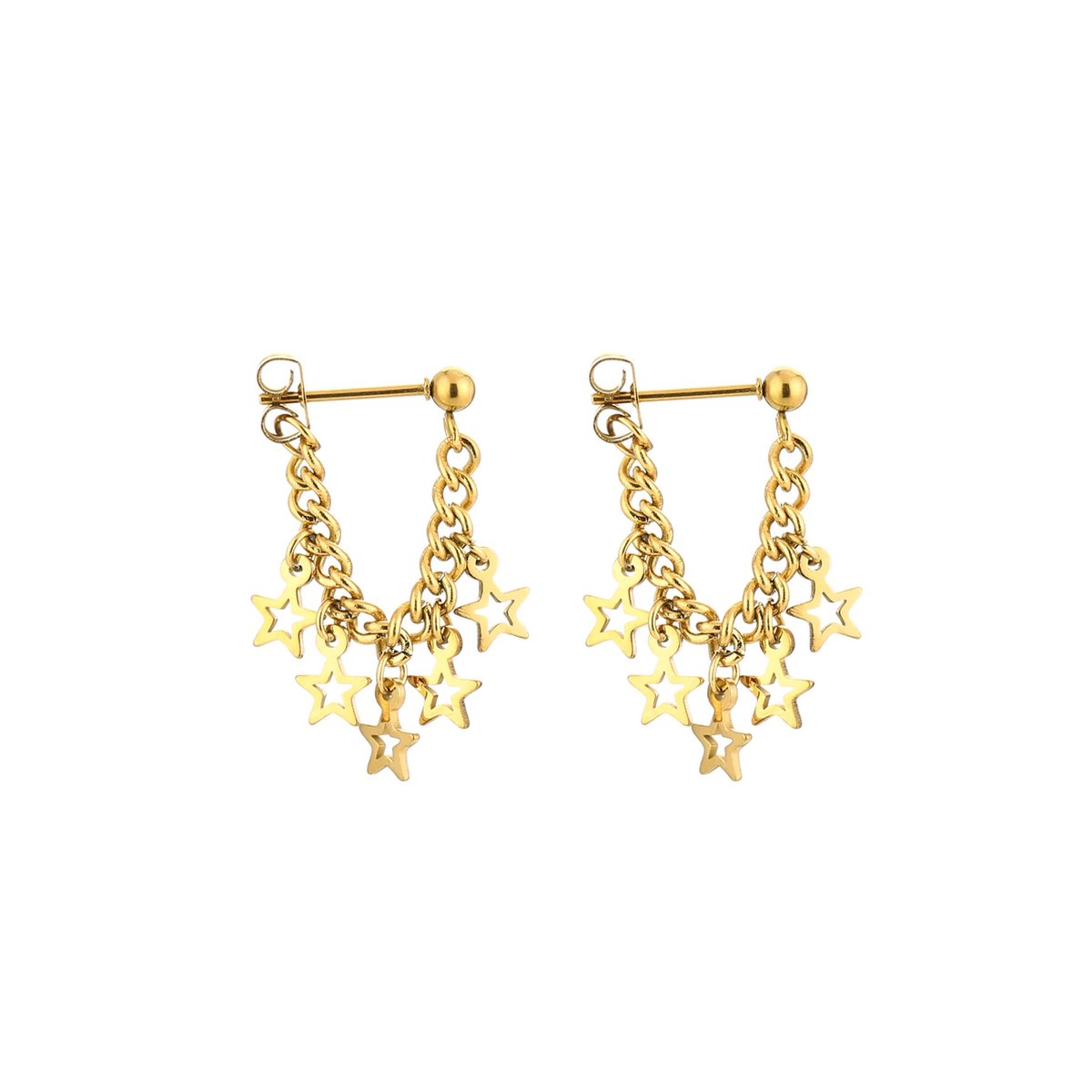 ketting oorsteker met sterretjes goud JE14561