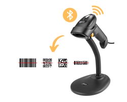 NAVIX Draadloze Bluetooth Barcode Scanner - Flexibele Standaard - QR Code Snel en Nauwkeurig Draadloos Scannen - Plug & Play Handscanner - Geschikt voor Smartphone en Tablet