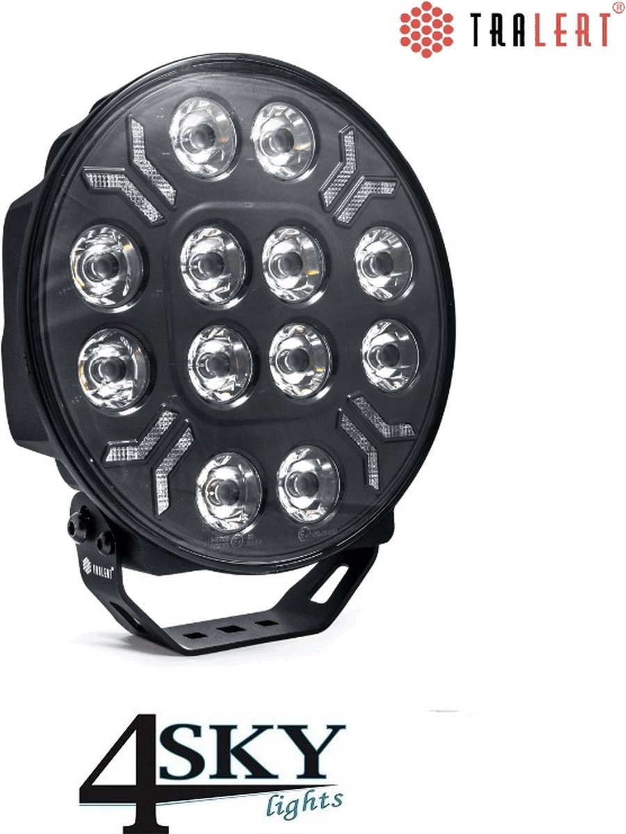 Verstraler - Tralert - Ypsilon 12LED - 9 - 22.9cm - Wit/Amber - Positielicht Wit/Amber - 4 flitspatronen - Driving