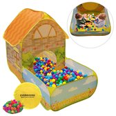 EverGoods Speelhuis Inclusief 100 ballen – Speeltent – Binnen/Buiten – Pop Up Tent – Kruiptunnel - Sensorisch Speelgoed - Kindertent - Incl. Draagzak