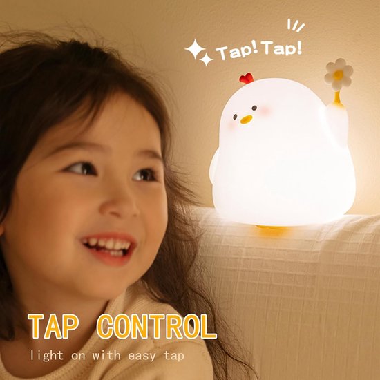 Schattig nachtlampje-Nachtlampje warm licht-Bedlampje-Aanraakbediening-kip-LED-nachtlampje-babykamer-Dimbaar-Timer-warm licht-USB-opladen van GEEKIST — afbeelding 4