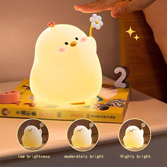 Schattig nachtlampje-Nachtlampje warm licht-Bedlampje-Aanraakbediening-kip-LED-nachtlampje-babykamer-Dimbaar-Timer-warm licht-USB-opladen van GEEKIST — afbeelding 2