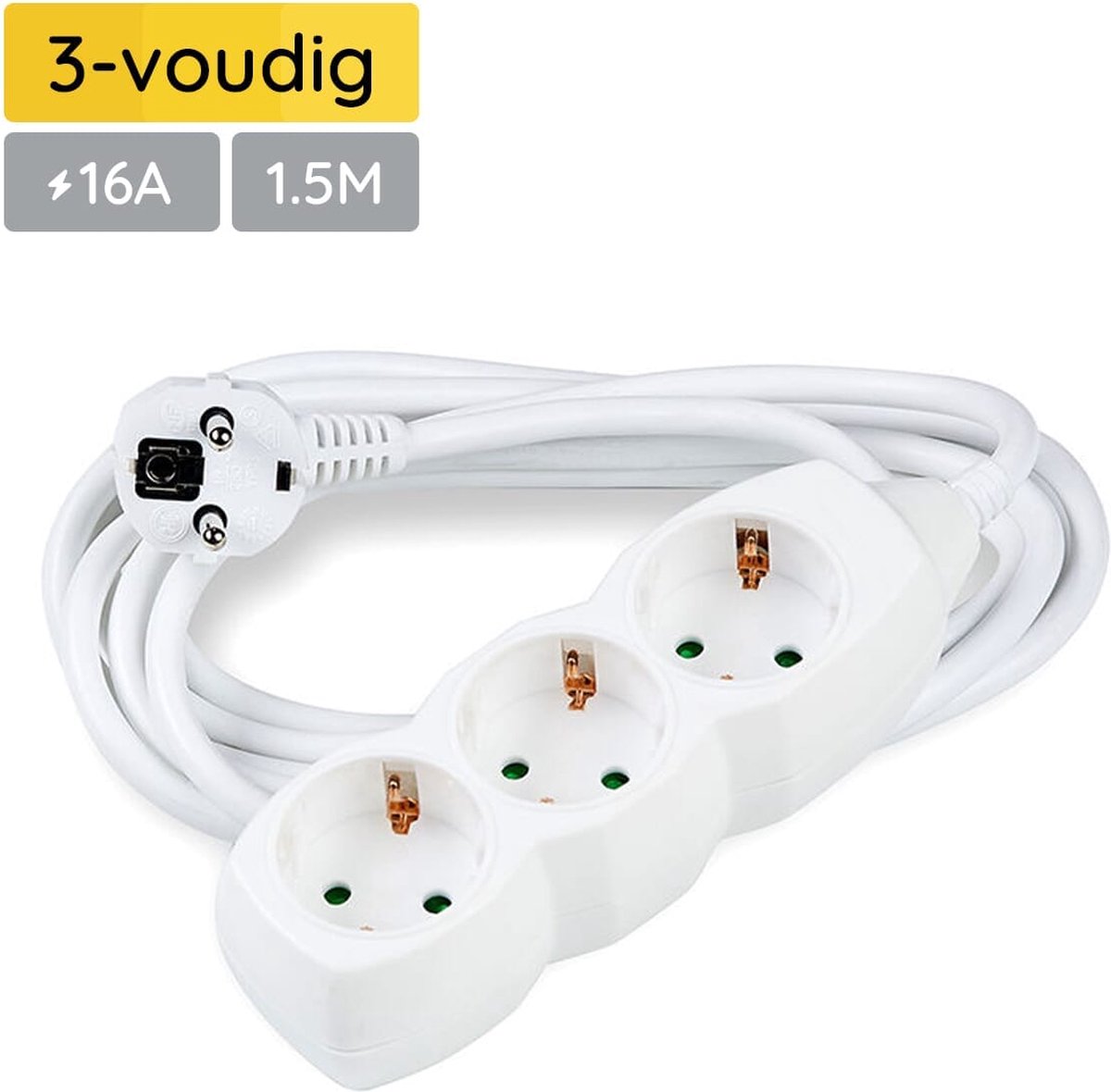 Modee Lighting - Stekkerdoos 3-voudig - Wit - 1,5m snoer