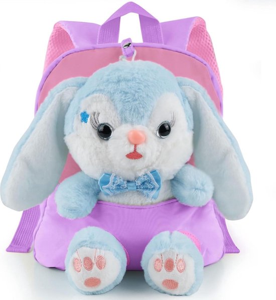 Aomig Harige minirugzak voor kinderen, kleine schattige pluche schoolrugzak voor peuters, kleuter- of basisschoolrugzak, verstelbare kleine uniseks rugzak voor schoolreizen, Groen, Plush Backpack