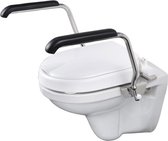 Luxe toiletbeugelset met 6 cm vaste verhoger en armleggers 30 cm RVS gepolijst
