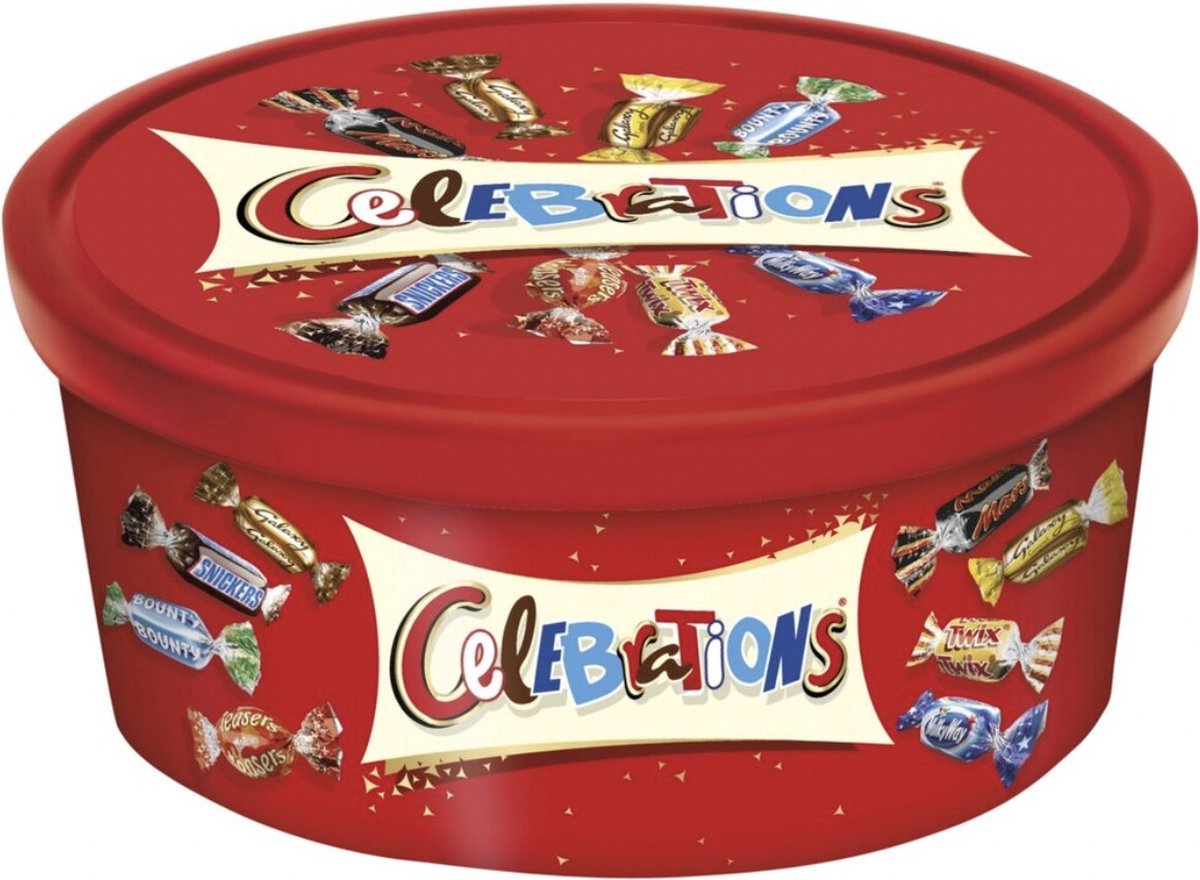 Celebrations Chocolade XXL geschenkdoos 550gram - Mars Snickers Twix Bounty Maltesers MilkyWay Galaxy - Mix van chocoladerepen