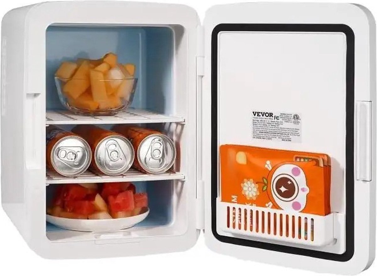 Minibar - Minibar koelkast - Mini koelkast - Koelkast - Bijzetkoelkast - Makkelijk mee te nemen - Warm & koel functie - 10L - Geschikt voor cosmetica - Wit