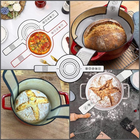 Siliconen bakmat, 2 stuks bakmat, siliconen broodbakaccessoires, lange handgrepen, deegmat, herbruikbare bakonderlegger voor deeg, siliconen mat voor Dutch Oven Siliconen bakmat, 2 stuks bakmat, siliconen broodbakaccessoires, lange handgrepen, deegmat, herbruikbare bakonderlegger voor deeg, siliconen mat voor Dutch Oven