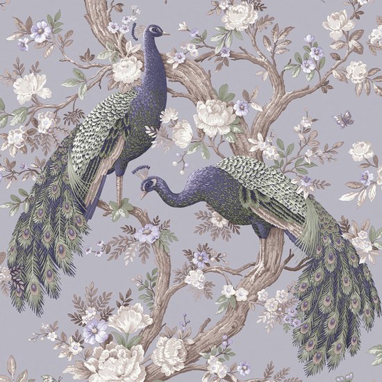 Laura Ashley Belvedere Behang - Dieren - 10mx52cm - Grijs