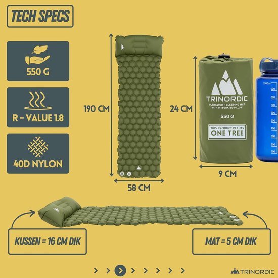 Camping Slaapmat, Luchtmatras Ultralicht Opblaasbaar Luchtmatras met Geïntegreerd Kussen Opvouwbaar, Super Licht, Eenpersoons Luchtmatras Geschikt voor Buitencamping van Merkloos — afbeelding 2