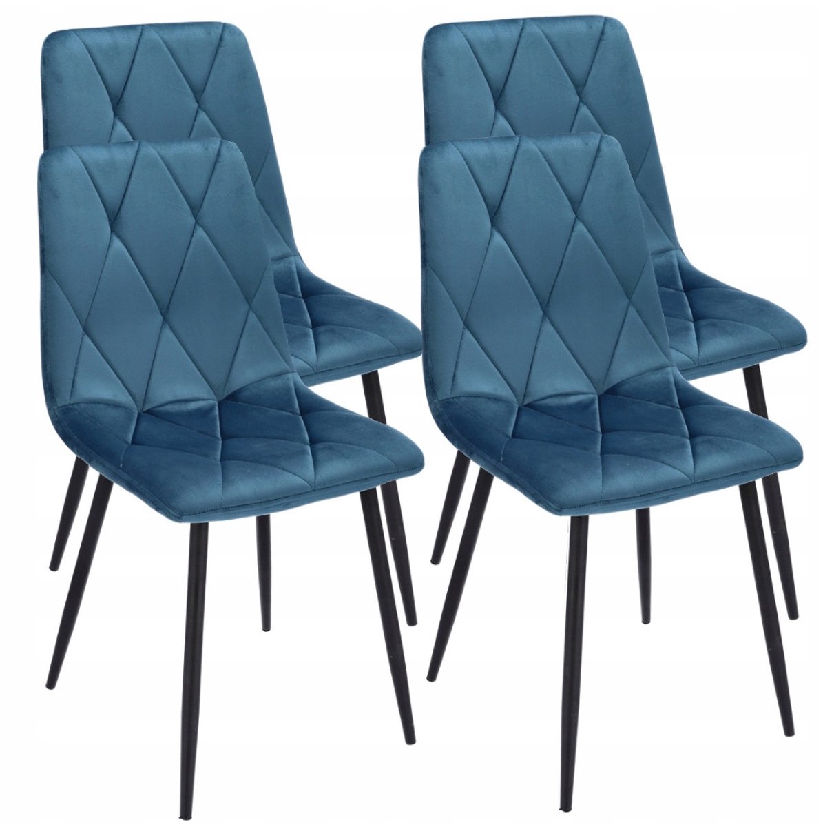 4 x GESTOFFEERDE STOEL gewatteerd FLUWEEL modern