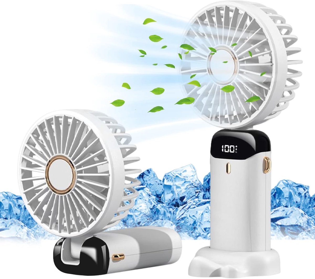 Draagbare USB Oplaadbare Handventilator met 5 Snelheden en LED-display - Mini Ventilator voor Thuis en Kantoor