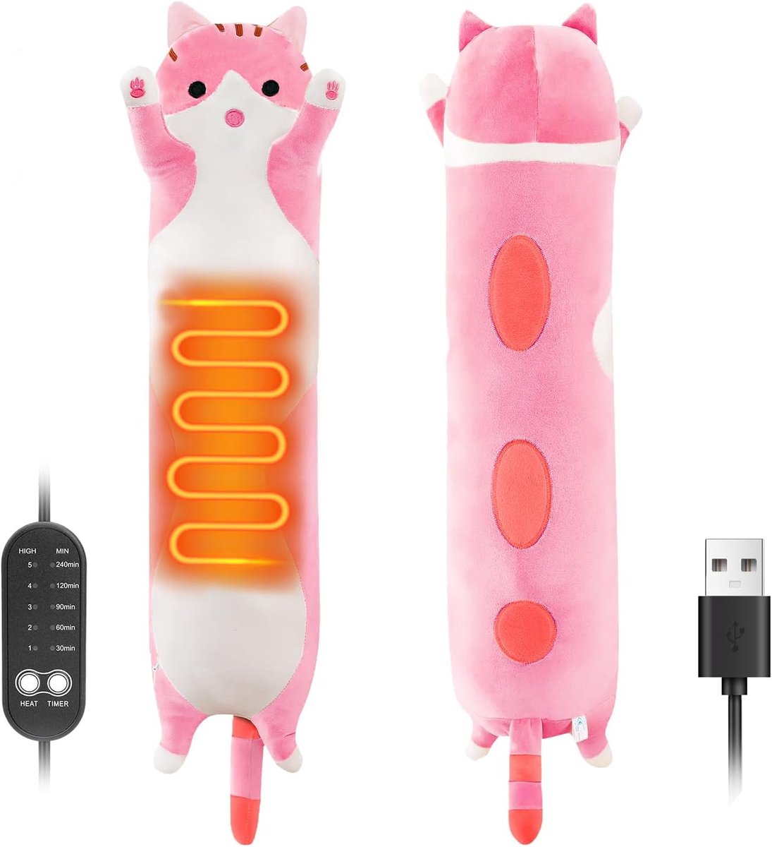 Warmtekussen voor menstruatie en pijnverlichting - Draagbaar knuffeldier verwarmingskussen met USB-aansluiting