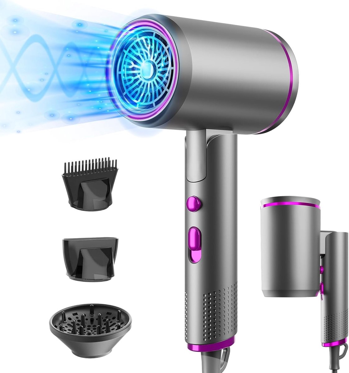 Professionele Ionische Haardroger 2400W met Opvouwbaar Ontwerp - Ideaal voor Reizen - 2 Temperaturen en 3 Snelheden