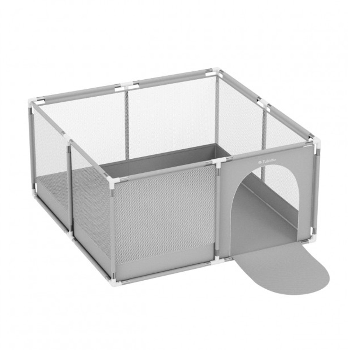 Tulano - Cozy 20 - baby box - kinderbox – 125x125 cm – voor binnen en buiten – grijs/wit – ademend gaas – EN71-gecertificeerd – 6 tot 36 maanden