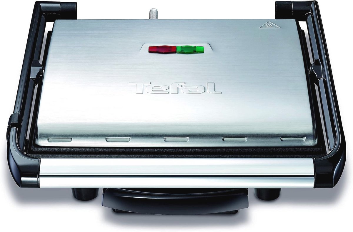 Compacte Contactgrill voor Vlees, Panini en Groenten - Hoogwaardige RVS Behuizing