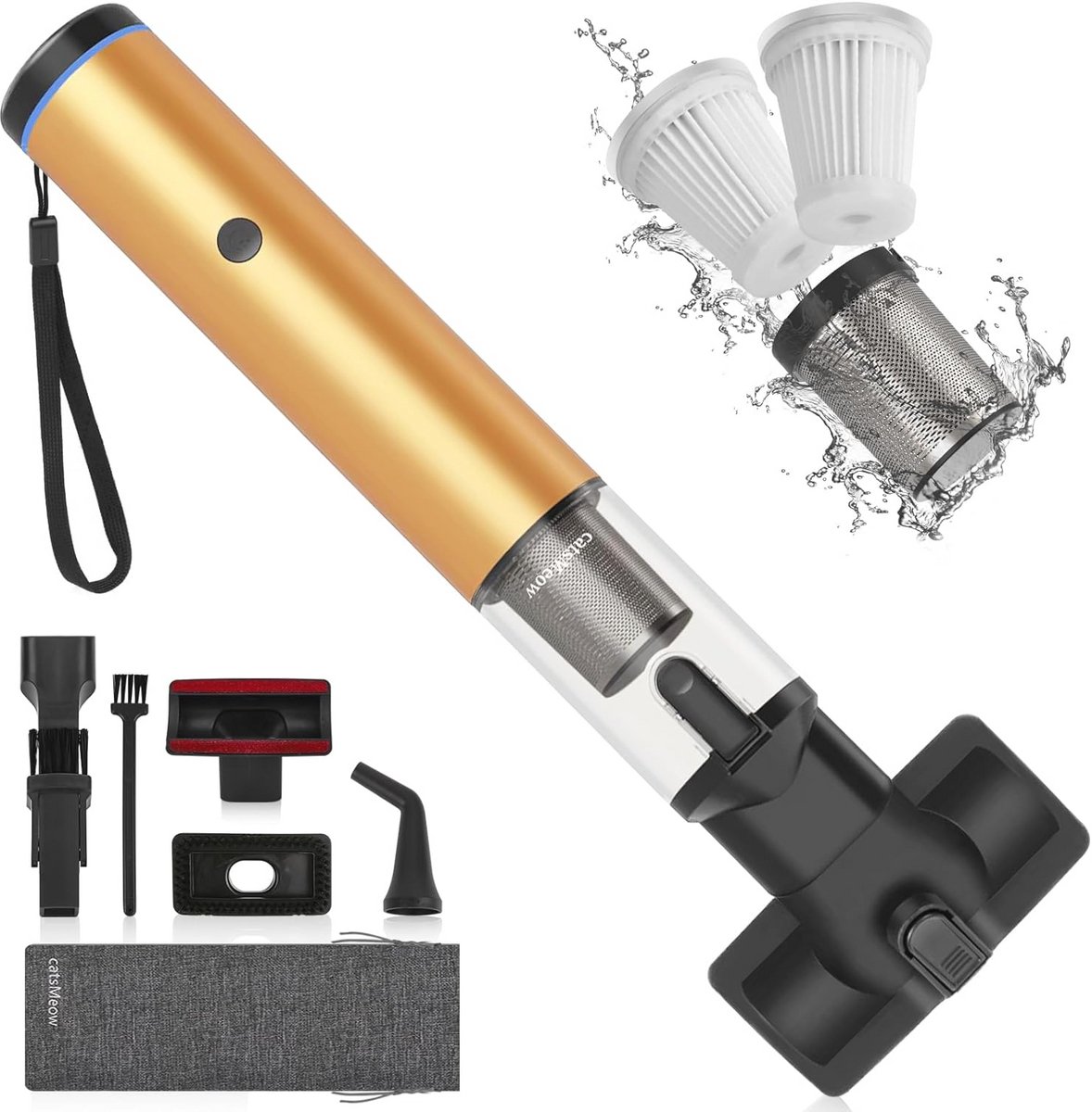 Draadloze 6-in-1 Accu Handstofzuiger met Ventilator - Mini Stofzuiger voor Auto - Sterke Suction tot 15 kpa