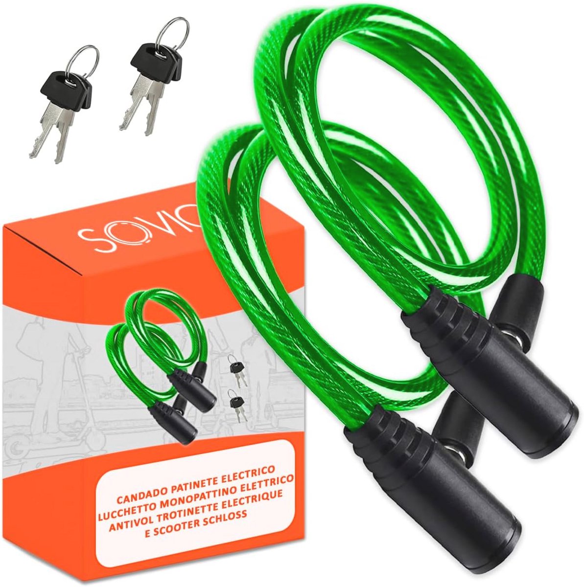 Veilige hangslot voor elektrische scooter - 2 stuks met stalen kabel en geavanceerde sluiting