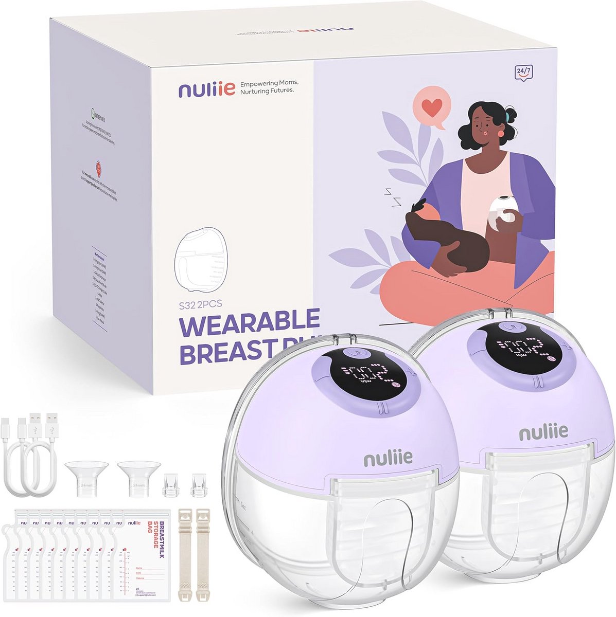 Draagbare elektrische massager voor spieren (set van 2, paars)