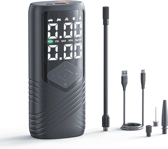 6000mAh Draagbare Luchtcompressor, 150PSI Minicompressor Met LED-zaklamp En 4 Opblaasmondstukken Elektrische Pomp Voor Auto Motorfiets Fietsbal 6000mAh Draagbare Luchtcompressor, 150PSI Minicompressor Met LED-zaklamp En 4 Opblaasmondstukken Elektrische Pomp Voor Auto Motorfiets Fietsbal
