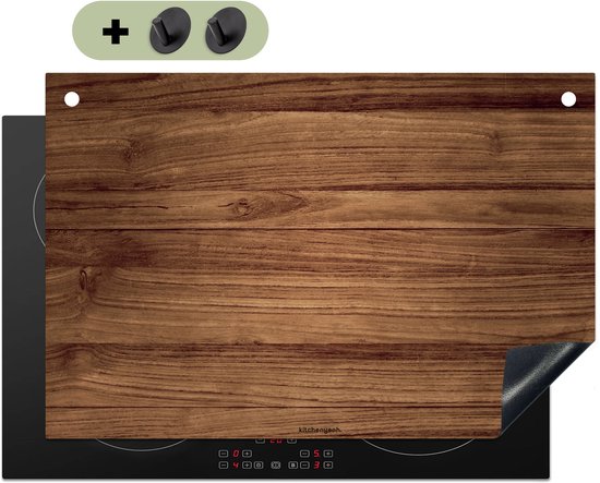 KitchenYeah® Protection plaque induction 77x51 cm - Marron - aspect bois - Protege plaque de cuisson - Couvre plaque induction - Protecteur d'induction - Cuisine